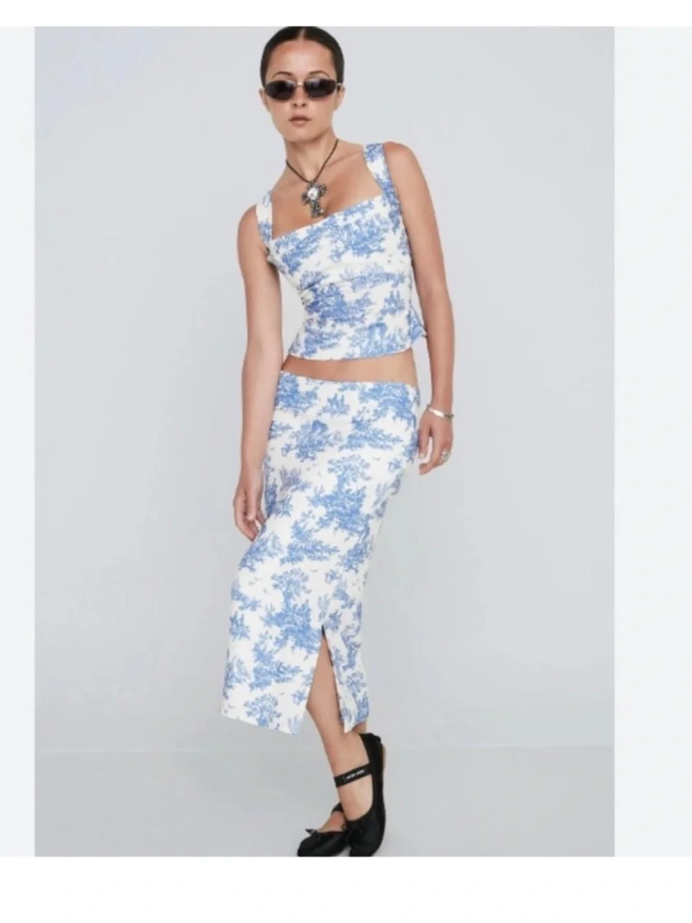 Miaou Blue Toile Corset Top & Skirt